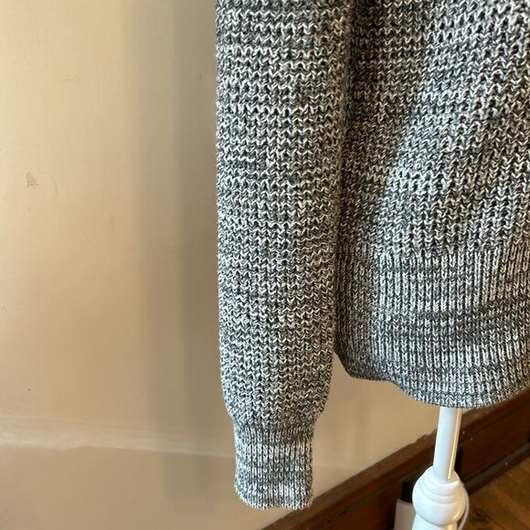 Gap gray white black mock neck buttoned sweater Size L New - Picture 3 of 10